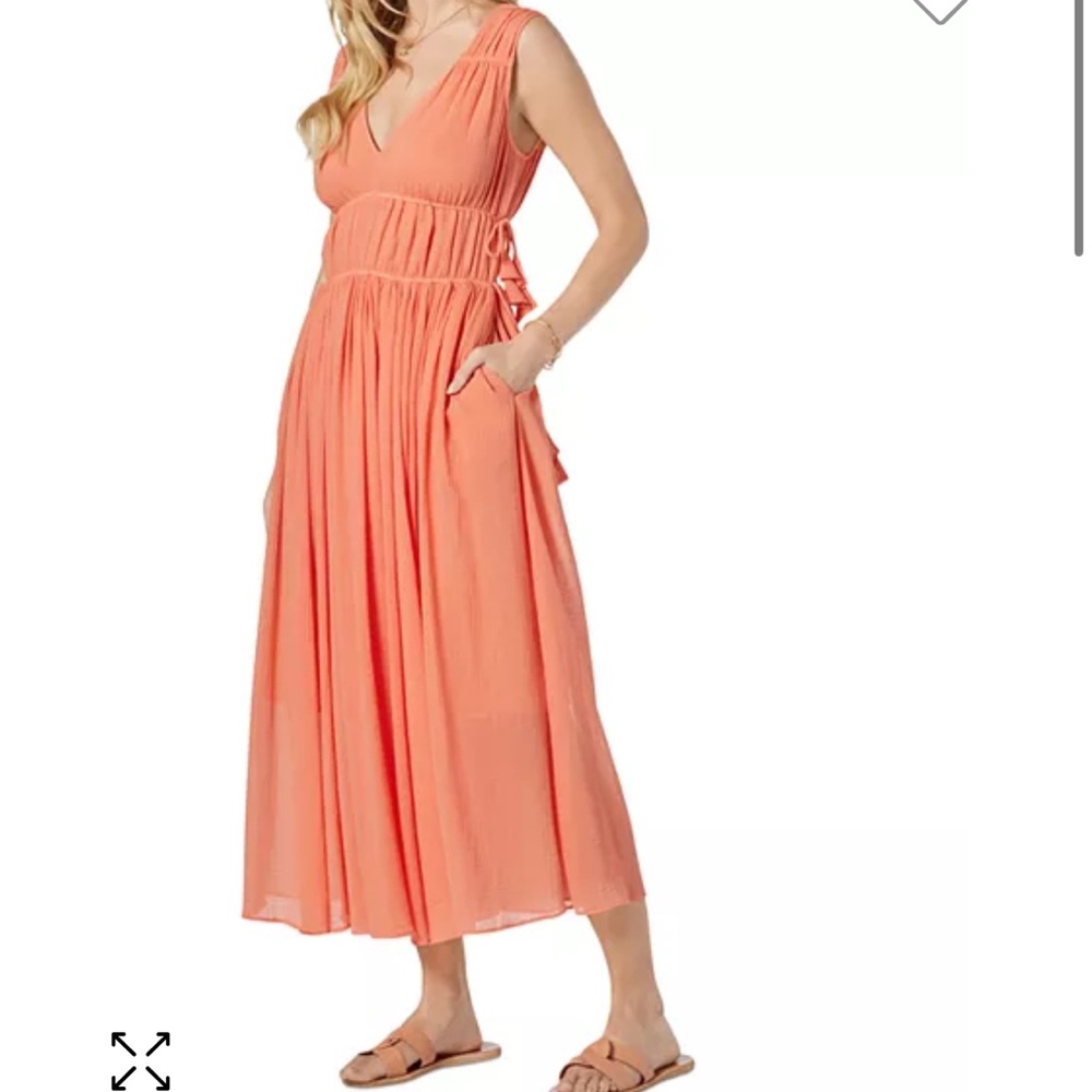NEW Joie Coral Sleeveless 100% Cotton V-Neck Midi Dress